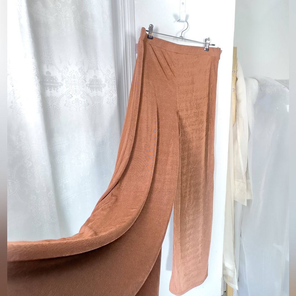 Simons TWIK [L] metallic large wide pants trousers •  bronze shiny